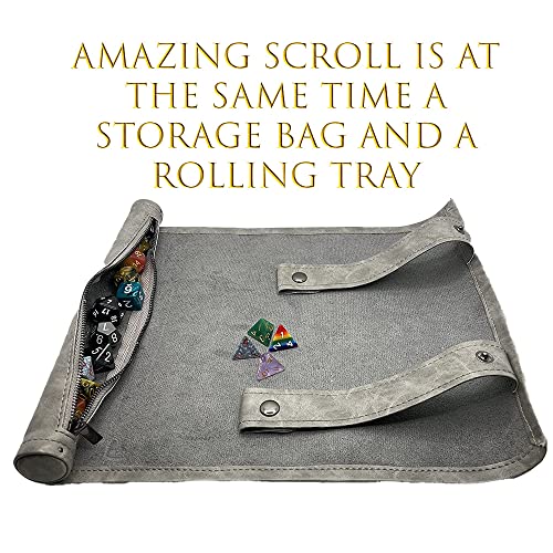 Gárgola, Dice Scroll Mat, Gris - Rolling Mat para cualquier juego de dados o mesa - Perfecto para juegos de rol de mesa como D&D Pathfinder Dungeons and Dragons DnD y juegos de rol