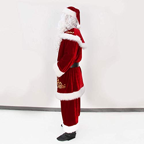 GEMVIE Disfraz de Papá Noel Unisex 9 Piezas Disfraz de Papá Noel Hombre Papá Noel Cosplay Traje de Navidad (L)