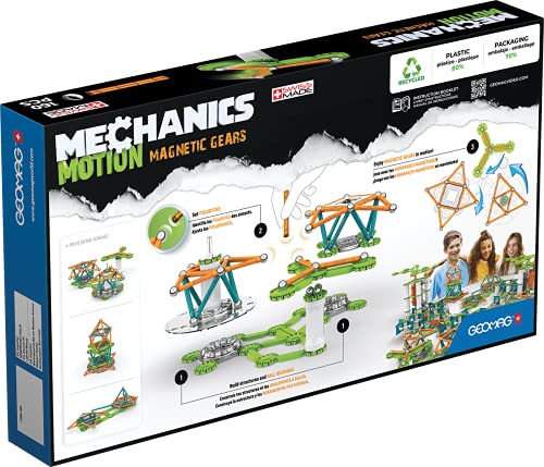 Geomag Motion Magnetic Gears 160 pcs, Color Blanco, Verde, Naranja, Azul (768)