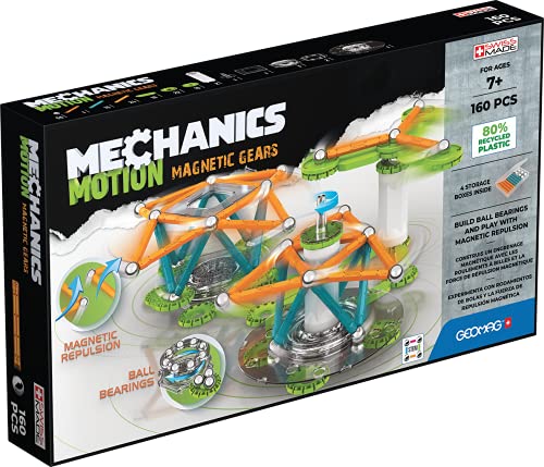 Geomag Motion Magnetic Gears 160 pcs, Color Blanco, Verde, Naranja, Azul (768)