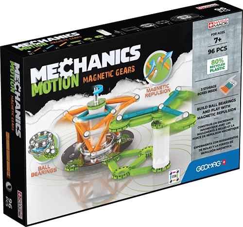 Geomag Motion Magnetic Gears 96 pcs, Color Blanco, Verde, Naranja, Azul (767)