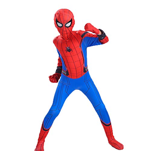 GUOHANG Niño Spiderman Traje Unisex Adultos Niños Superhéroe Spiderman Cosplay Traje Traje Lycra Spandex Zentai Estilo 3D Estilo Mono Kodyuit De Halloween Actividades Disfraces,G,120CM~130CM