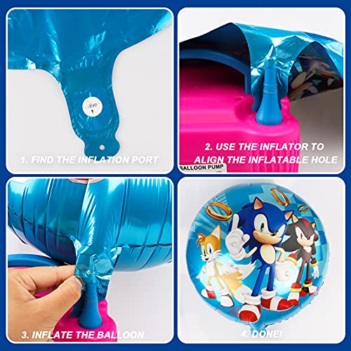 Gxhong Sonic Fiesta Decoración Cumpleaños Globos Aluminio Globo Pancarta de Cumpleaños Decoracion para Decoracion de Fiesta de Cumpleaños Niño Niña, 9 Piezas