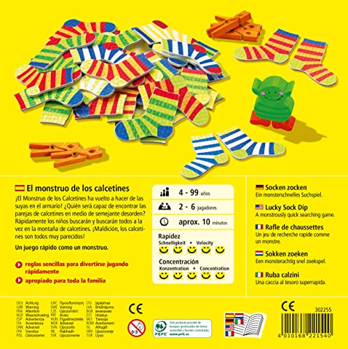 HABA Monstruo De Los Calcetines ESP (302255), Juego De Búsqueda 2 6 Jugadores De 4 A 99 Años, Multicolor + Fuerza De Dragón ESP (302253)