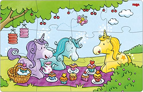 HABA- Puzzles Unicornio Destello – Rosalía y Sus Amigos Infantil, Multicolor (306164)