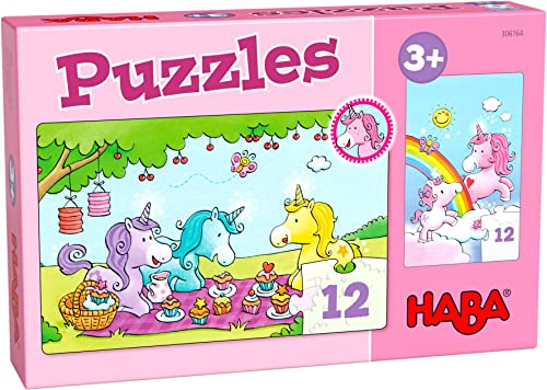 HABA- Puzzles Unicornio Destello – Rosalía y Sus Amigos Infantil, Multicolor (306164)