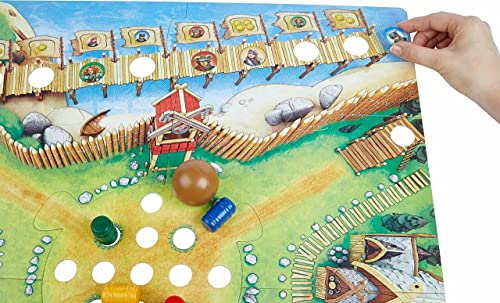 HABA Valley of The Vikings – Barriles Knock Down & Collect (o Steal) el más dorado. - 2019 Kinderspiel des Jahres - Ganador del año de los niños a partir de 6 años (fabricado en Alemania)