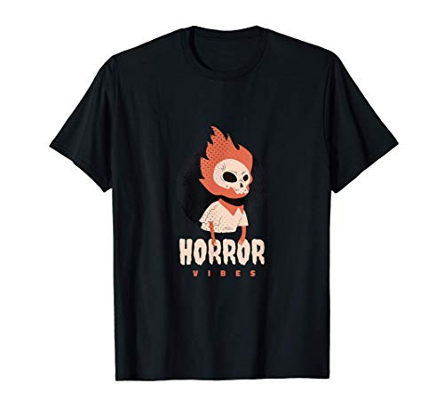 Halloween horror vibes skeleton on fire Camiseta