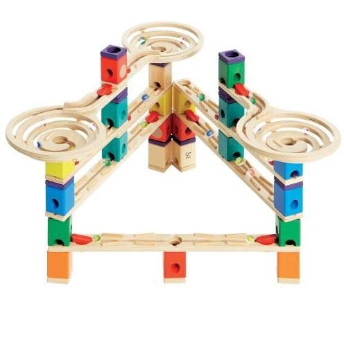 Hape Quadrilla Vertigo Wooden Marble Run Construction System, Juego de carreras de canicas de madera Juguete de laberinto para niños