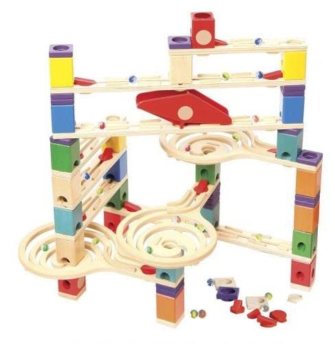 Hape Quadrilla Vertigo Wooden Marble Run Construction System, Juego de carreras de canicas de madera Juguete de laberinto para niños