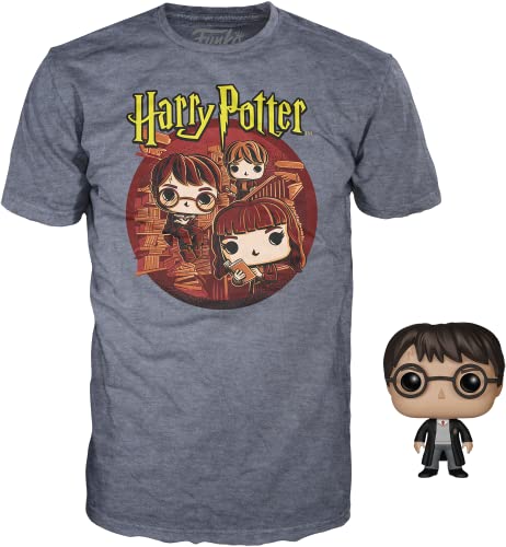 HARRY POTTER Trio - Pop! & Camiseta Hombre ¡Funko Pop! Standard 158/164, 100% algodón,