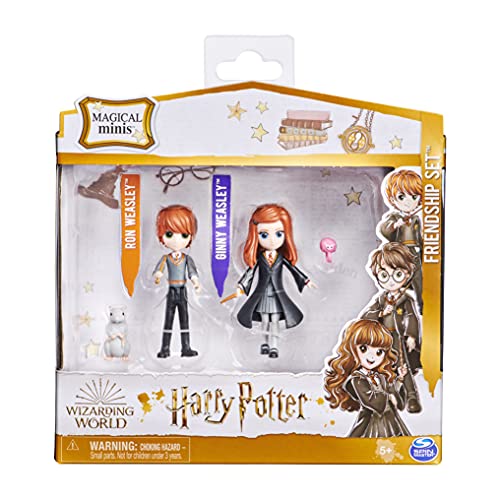 HARRY POTTER - WIZARDING WORLD - FIGURAS HARRY POTTER MAGICAL MINIS - Harry Potter Friendship Set: 2 Muñecos Ron Weasley y Ginny Weasly con 2 Criaturas -6061834- Juguetes Niños 5 Años +