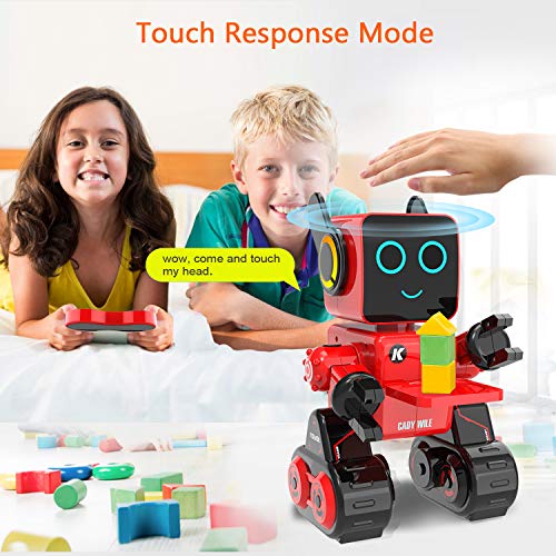 HBUDS Robot para Niños, Recargable Robots de Juguete Robots de Control Remoto Inteligente Que Puede Hablar(Solo en inglés) Caminar, Danza, Grabación de Voz, Control Tactil, Voz Ajustable (Rojo)