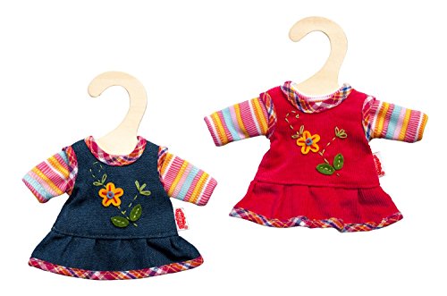 Heless 9510 - Juego de ropa para muñecas, 2 piezas con un vestido y una camiseta, en dos diseños diferentes, talla 20 - 25 cm