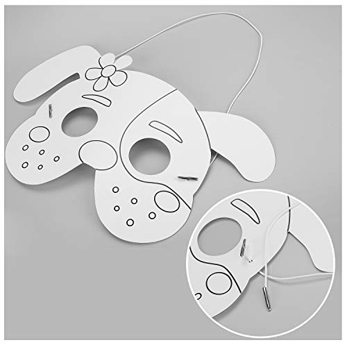 Hifot 8 pacchi Caretas Máscaras para Colorear Maschere per gli occhi con Carta Bianca Color in Animal Face Masks con Corda Elastica affinchè i Bambini facciano o decorino