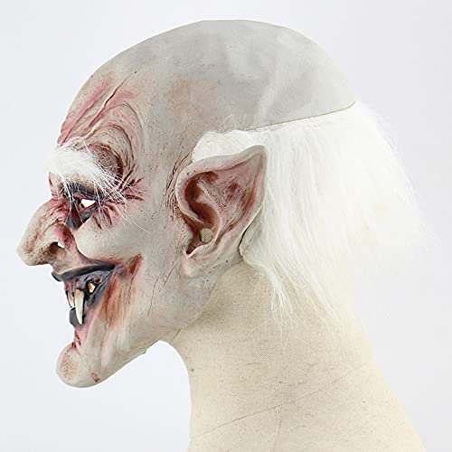 HJKHNK Blanco Navegó Viejo Demonio Halloween Diablo Diablo máscara, Vampire Dress Up Props