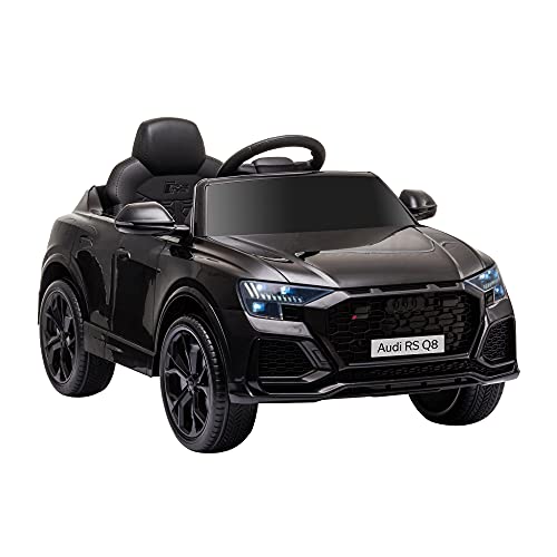 HOMCOM Coche Eléctrico Infantil +3 Años Licencia Audi RS Q8 con Batería 6V Mando a Distancia Música MP3 Bocina y Luces Velocidad Máx. 3km/h 101x62x51 cm Negro