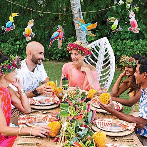 HOWAF Decoración para Colgar Loros Tropicales, 6 Piezas de Nido de Abeja para Colgar pájaros, decoración del hogar, pájaros Tropicales para decoración de Fiesta de Verano Luau Hawaiian Party