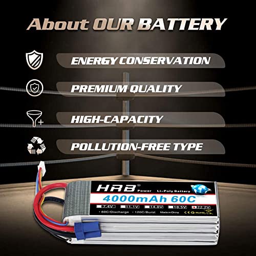 HRB 2pcs 6S 22.2V 4000mAh 60C Lipo batteria con Spina EC5 per RC Quadcopter elicottero Auto camion Barca Hobby