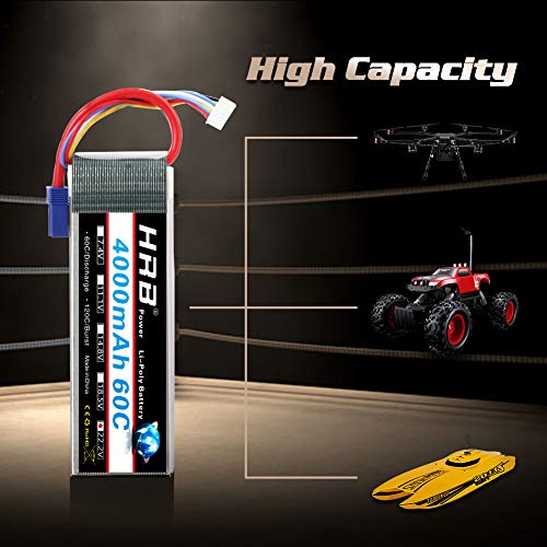 HRB 2pcs 6S 22.2V 4000mAh 60C Lipo batteria con Spina EC5 per RC Quadcopter elicottero Auto camion Barca Hobby