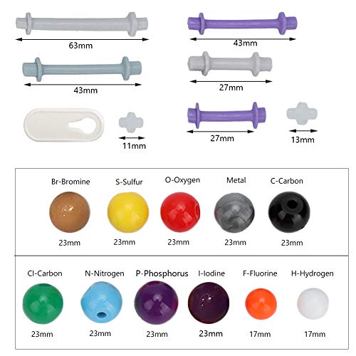 Hztyyier Modelos moleculares Vistoso Quimica organica e inorgánica Accesorios para Modelos moleculares químicos para Maestros Estudiantes Científico Clase de Química 267 Unids