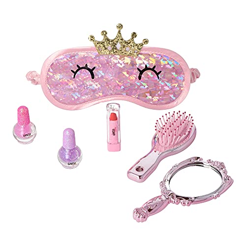 Inca. Juego Infantil para niña. Incluye Espejo + Cepillo del Pelo + Antifaz de Princesa + Lip Balm + 2 pintauñas Lavables con Agua. Libre de tóxicos