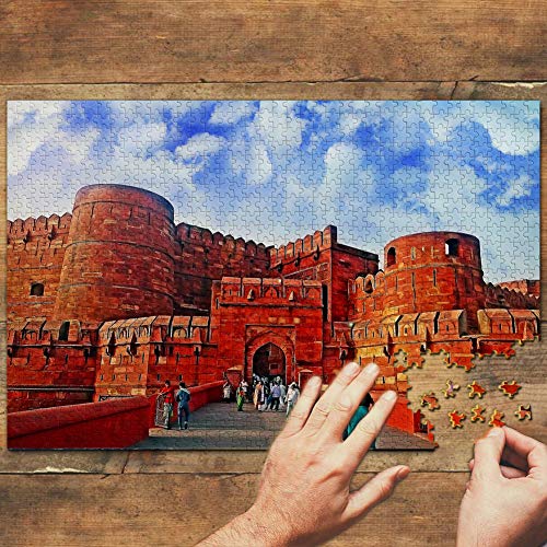 India Agra Fuerte Agra Puzzle 1000 Piezas para Adultos Familia Rompecabezas Recuerdo Turismo Regalo