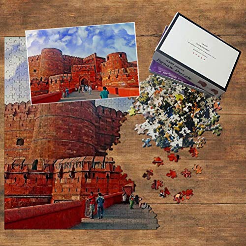 India Agra Fuerte Agra Puzzle 1000 Piezas para Adultos Familia Rompecabezas Recuerdo Turismo Regalo