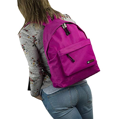 ITACA - Mochila Casual Juvenil Hombre Multifuncional + Estuche Portatodo de Poliéster. Cómoda Resistente Ligera y Acolchada par Uso Diario, Universidad. 25332, Color Fucsia