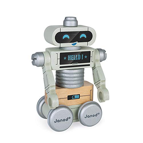 Janod - Robots Brico'Kids de Madera - Juguete de Construcción - Desarrolla la Motricidad Fina y la Imaginación - A partir de 3 Años, J06473