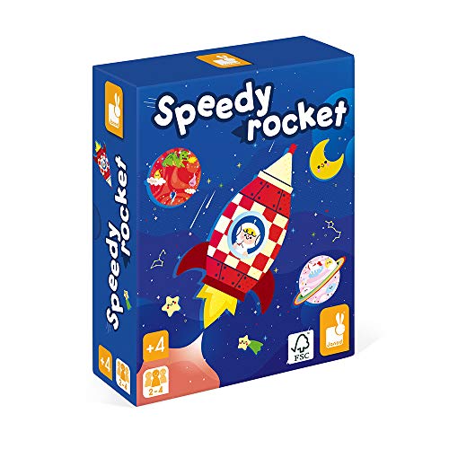 Janod - Speedy Rocket - Juego de Mesa Infantil - Juego de Habilidad con Certificado FSC - A partir de 4 Años, J02635