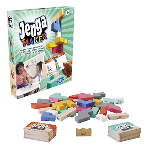 Jenga Maker - Juego apilable de Madera Dura para niños a Partir de 8 años, Juego para 2 – 6 Jugadores