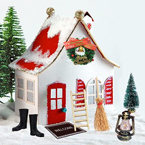 JIASHA Accesorios en Miniatura de Navidad 8 Piezas, Juego de gnomo en Miniatura Juego de Accesorios para Duende Set de Navidad en Miniatura, Decoraciones para Navidad