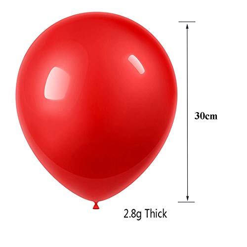 JOJOR Globos Rojos,100 Piezas Globos Helio Latex Perlado Ø 30 cm para Bodas Aniversario San Valentin,Happy Birthday 1 Año Cumpleaños Fiesta Arco Graduacion Decoracion