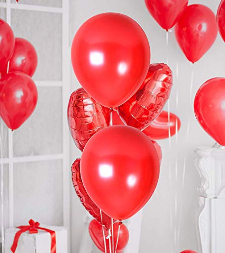 JOJOR Globos Rojos,100 Piezas Globos Helio Latex Perlado Ø 30 cm para Bodas Aniversario San Valentin,Happy Birthday 1 Año Cumpleaños Fiesta Arco Graduacion Decoracion