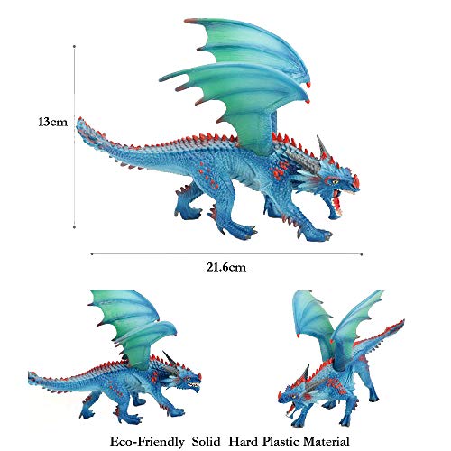 JOKFEICE Juguete de dinosaurio realista Flying Dragon Animal Figures Proyecto de ciencia, decoración de pasteles, juguetes educativos tempranos cumpleaños para niños pequeños de 3 4 5 (azul)