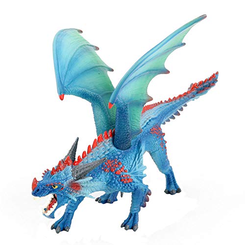 JOKFEICE Juguete de dinosaurio realista Flying Dragon Animal Figures Proyecto de ciencia, decoración de pasteles, juguetes educativos tempranos cumpleaños para niños pequeños de 3 4 5 (azul)