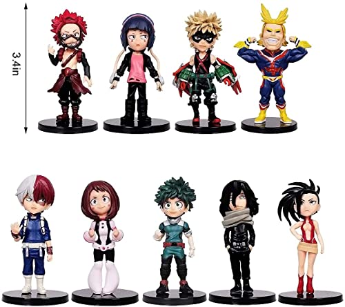 Juego de 9 figuras de anime de My Hero Academia, decoración de mesa de postres, regalos ideales para fiestas para niños