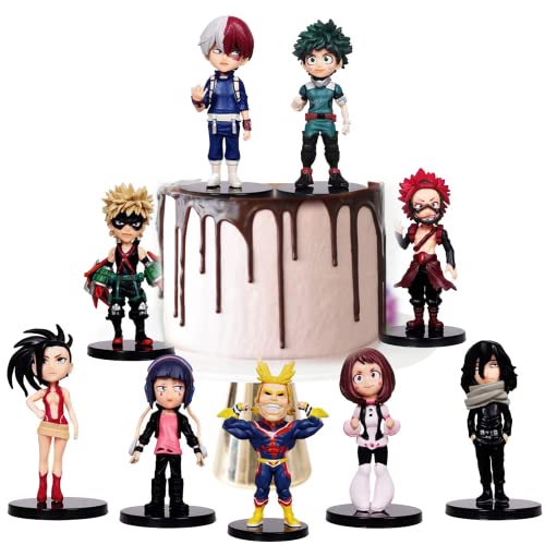 Juego de 9 figuras de anime de My Hero Academia, decoración de mesa de postres, regalos ideales para fiestas para niños