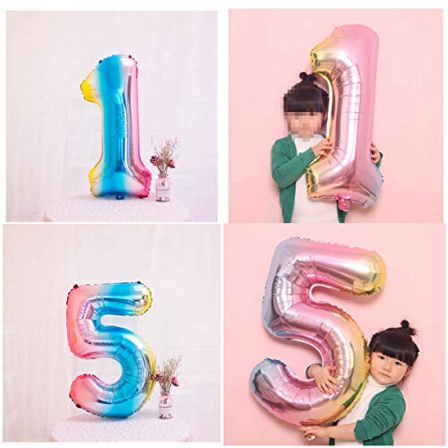 Juego de decoración de cumpleaños para mujeres y hombres, arco iris, decoración de cumpleaños para 15 años, decoración para mujeres, 51 globos con guirnalda Happy Birthday para géneros, Reveal