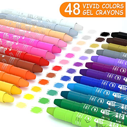 Juego de lápices de colores para bebés, de 48 colores, lavables, giratorios, para niños, niños y estudiantes, no tóxicos con funda plegable, ideal para vidrio de papel y espejos