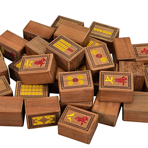 Juego De Mahjong De Madera De Agar Baldosas De Mahjong Medianas Frotadas A Mano para El Hogar De 37,5Mm Regalos Coleccionables Caja De Madera De Cinco Capas