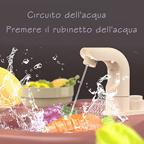 Juego de Rol de Cocina Para Niños Con Función de Luz Y Rociador Y Accesorios de Cocina, Juego de Simulación de Regalo de Cumpleaños Para Niños Y Niñas de 3, 4, 5, 6, 7 Años