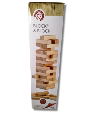 Juego Jenga Madera Clasico con Bloques de Madera auténticos, Juego de Torre apilable para niños y Adultos 7,5x7,5x29CM