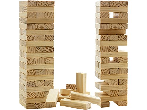 Juego Jenga Madera Clasico con Bloques de Madera auténticos, Juego de Torre apilable para niños y Adultos 7,5x7,5x29CM