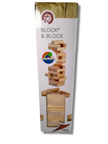 Juego Jenga Madera Clasico con Bloques de Madera auténticos, Juego de Torre apilable para niños y Adultos 7,5x7,5x29CM