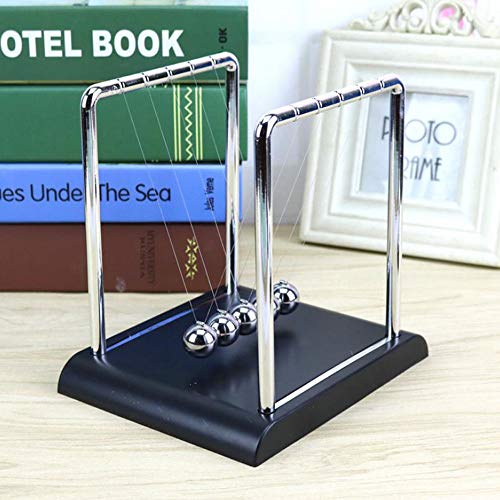 JUNSHUO Balancín de Newton Cradle Balance Bolas de Acero Física Ciencia Puzzle Escritorio Fun Gadgets Péndulo Adornos -Juguete de Escritorio de Bola de péndulo Divertido-Equilibrio Bola de Metal