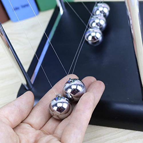 JUNSHUO Balancín de Newton Cradle Balance Bolas de Acero Física Ciencia Puzzle Escritorio Fun Gadgets Péndulo Adornos -Juguete de Escritorio de Bola de péndulo Divertido-Equilibrio Bola de Metal