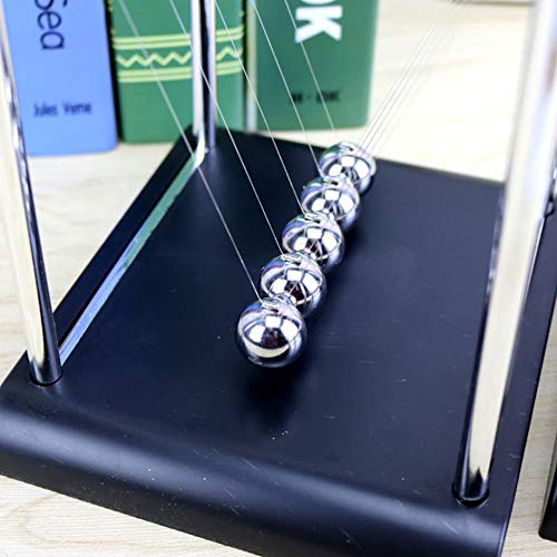 JUNSHUO Balancín de Newton Cradle Balance Bolas de Acero Física Ciencia Puzzle Escritorio Fun Gadgets Péndulo Adornos -Juguete de Escritorio de Bola de péndulo Divertido-Equilibrio Bola de Metal