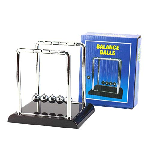 JUNSHUO Balancín de Newton Cradle Balance Bolas de Acero Física Ciencia Puzzle Escritorio Fun Gadgets Péndulo Adornos -Juguete de Escritorio de Bola de péndulo Divertido-Equilibrio Bola de Metal